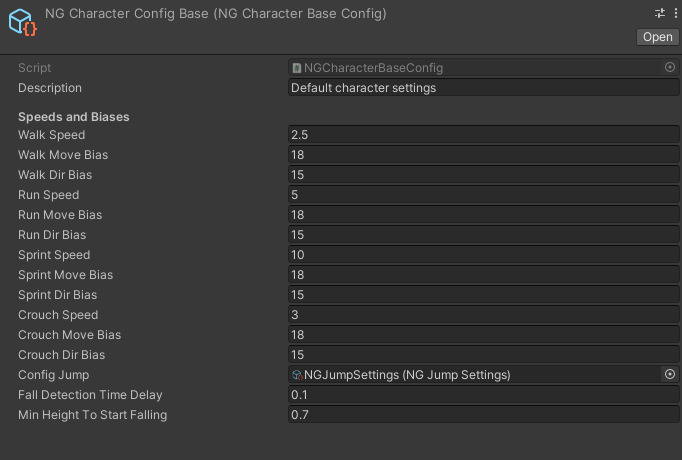 Character config